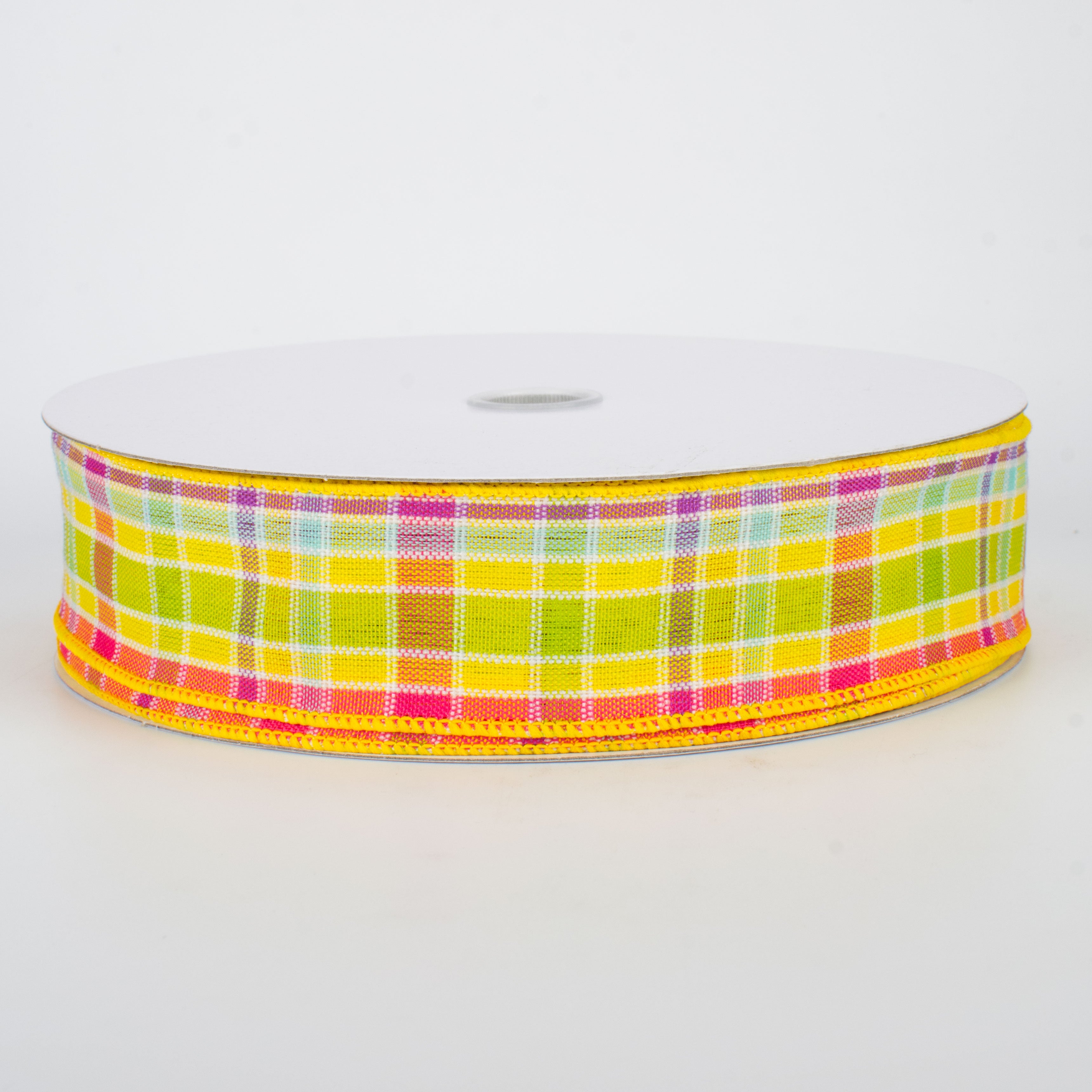 1.5" Spring Plaid Ribbon: Yellow Multi (50 Yards)