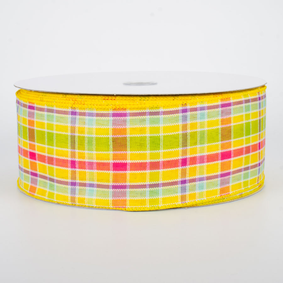 2.5" Spring Plaid Ribbon: Yellow Multi (50 Yards)