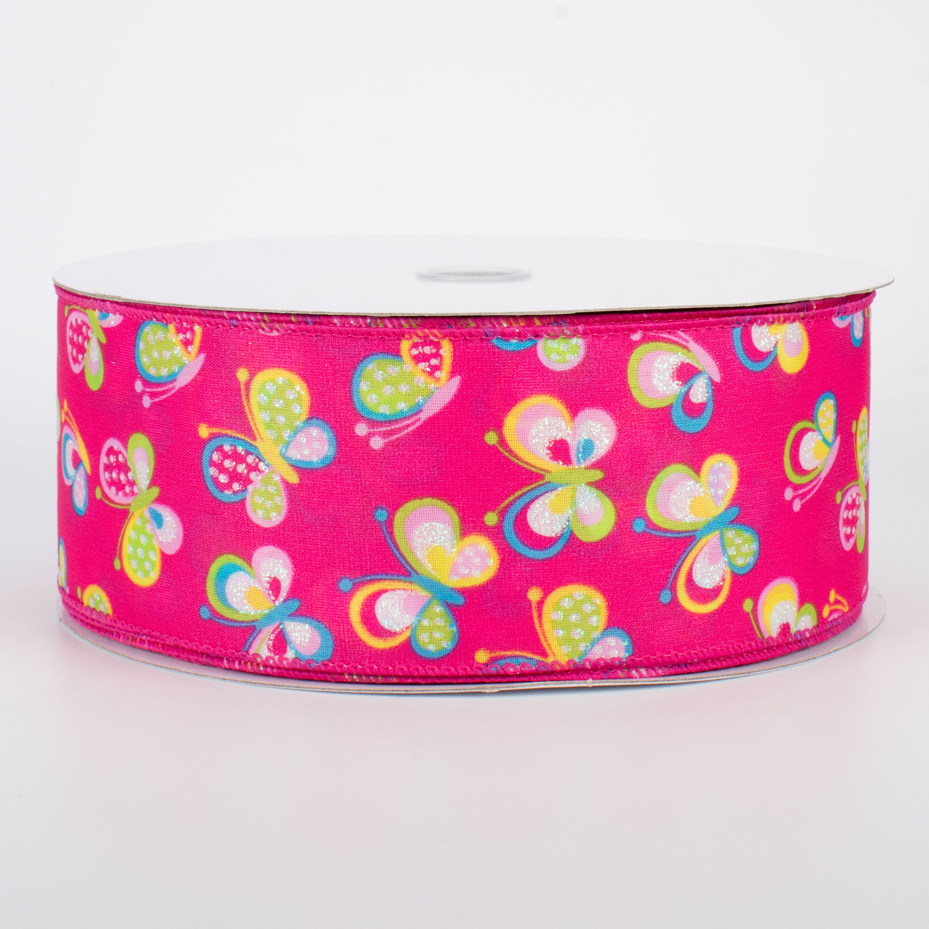 2.5" Glitter Butterfly Ribbon: Fuchsia (50 Yards)