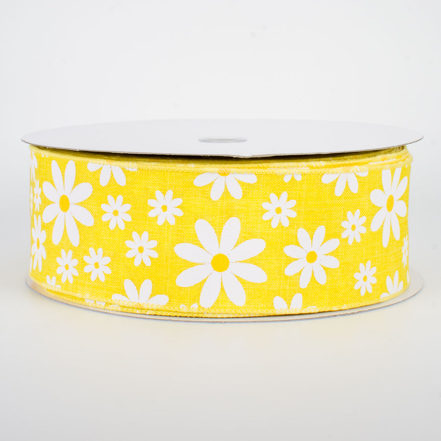 2.5" Daisy Flower Ribbon: Yellow (50 Yards)