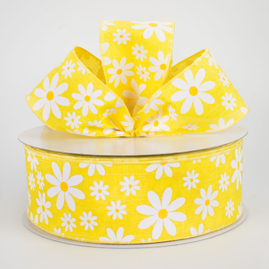 2.5" Daisy Flower Ribbon: Yellow (50 Yards)