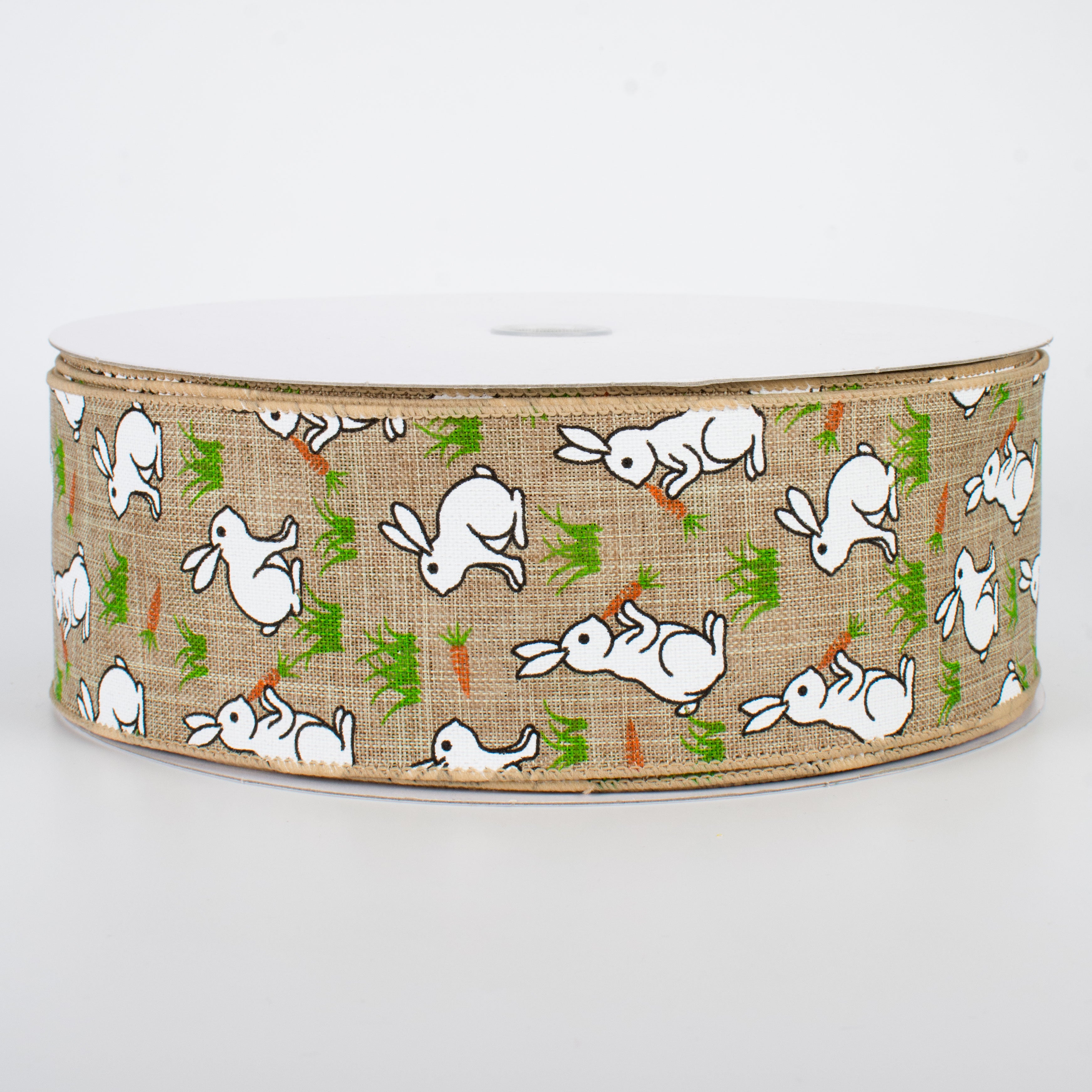 2.5" Bunny & Carrots Ribbon: Natural (50 Yards)