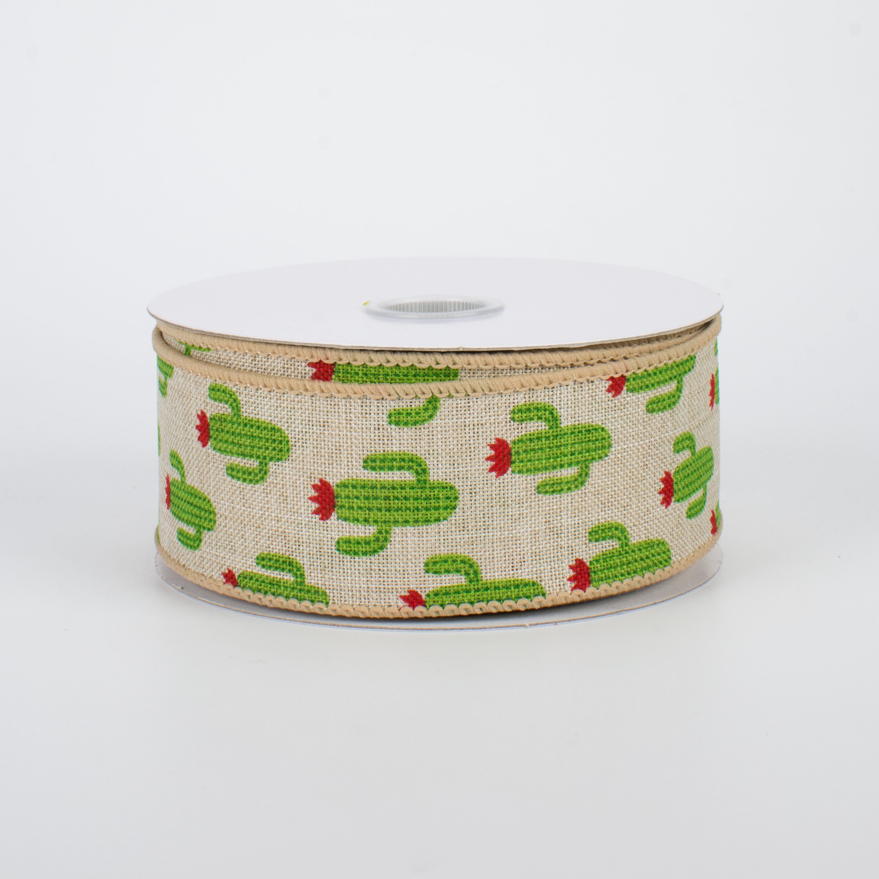 1.5" Green Cactus Ribbon: Natural (10 Yards)