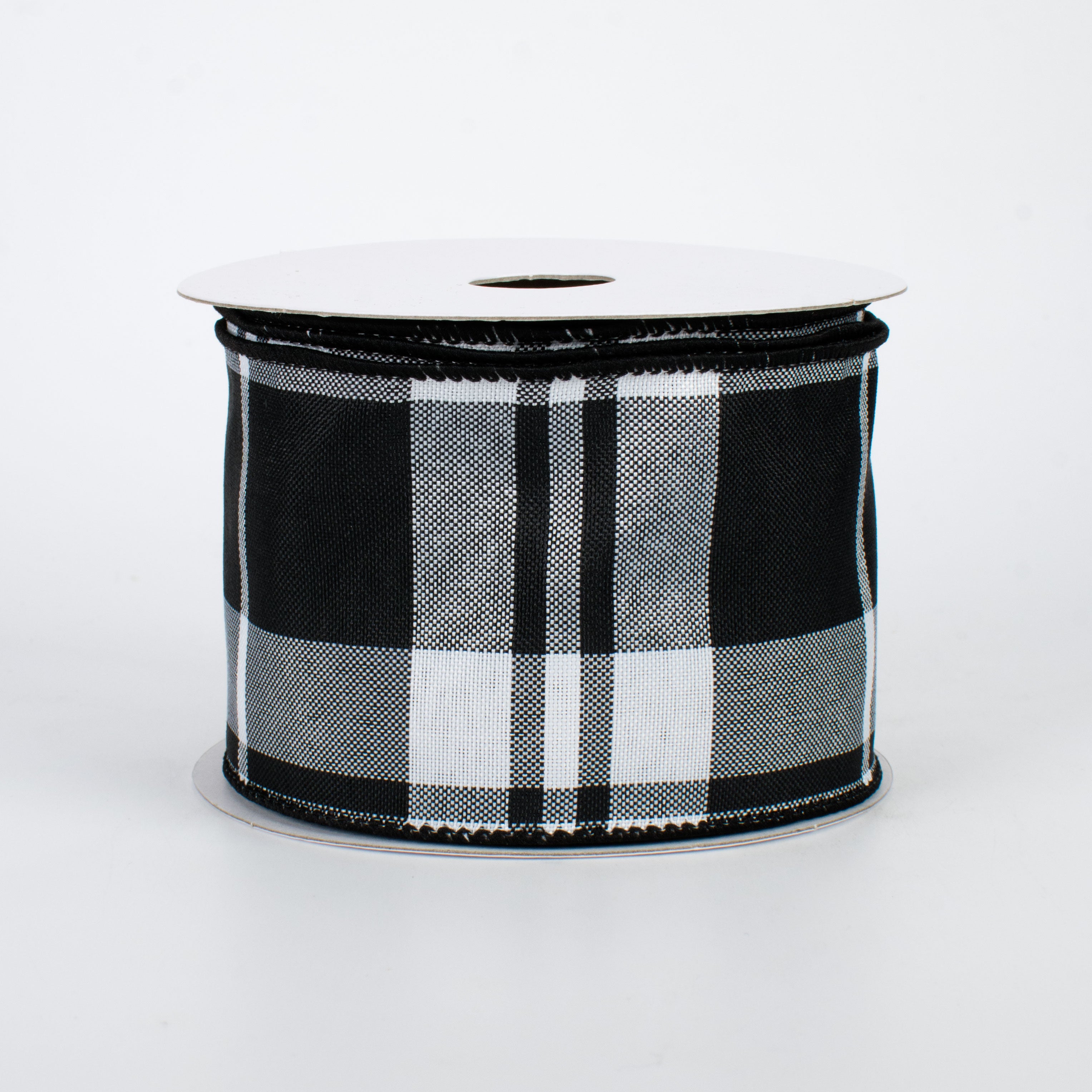 2.5" Black & White Plaid Ribbon (10 Yards)