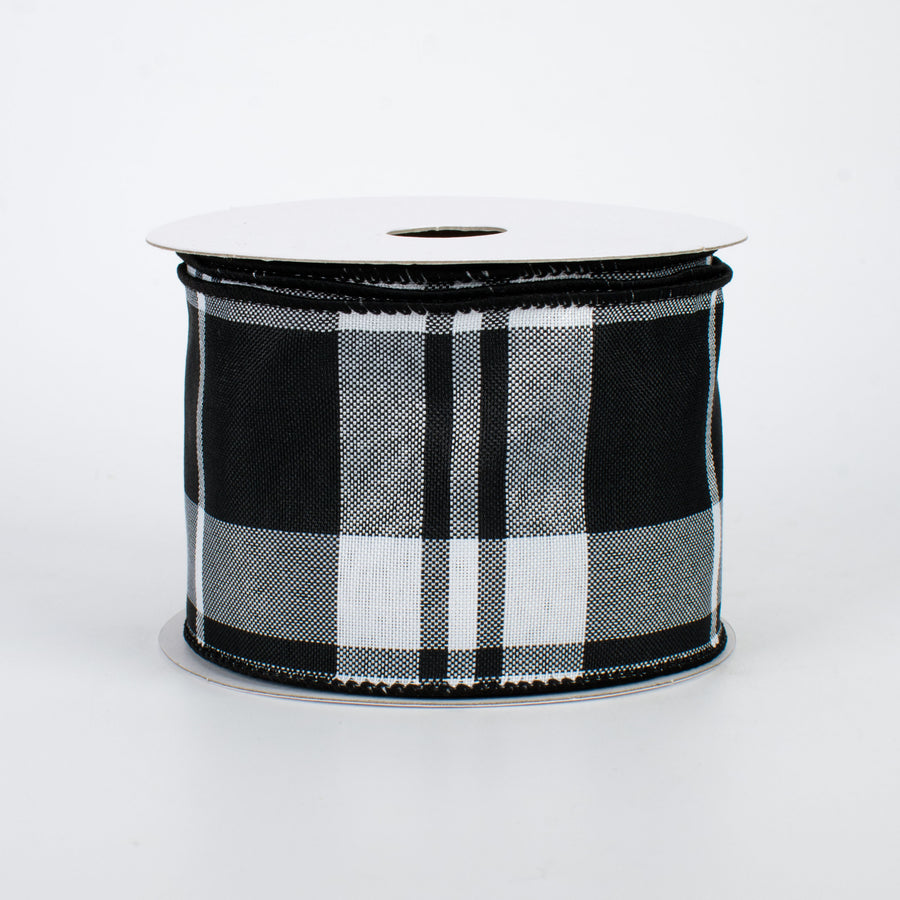 2.5" Black & White Plaid Ribbon (10 Yards)