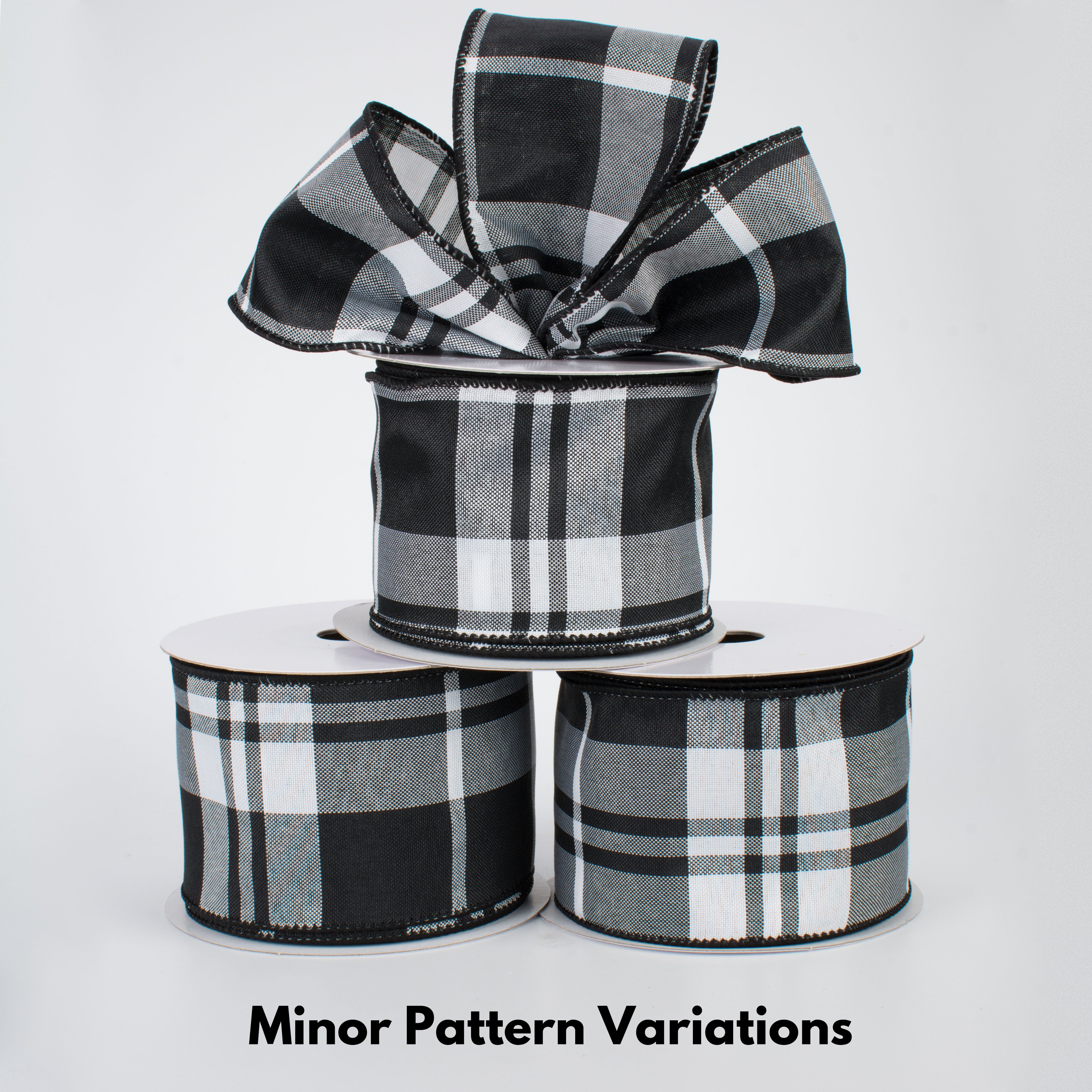 2.5" Black & White Plaid Ribbon (10 Yards)