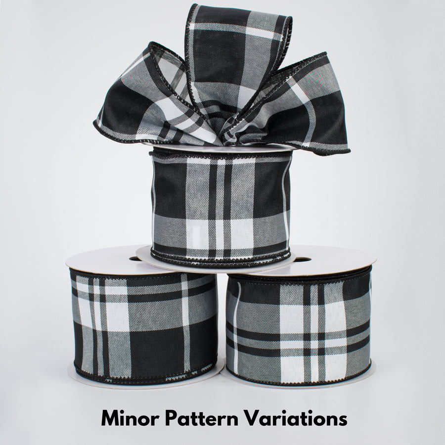 2.5" Black & White Plaid Ribbon (10 Yards)