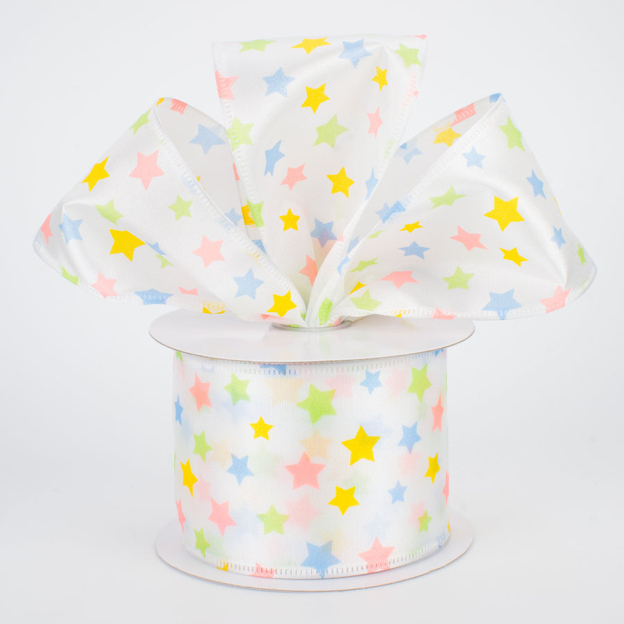 2.5" Stars Ribbon: Pastels (10 Yards)