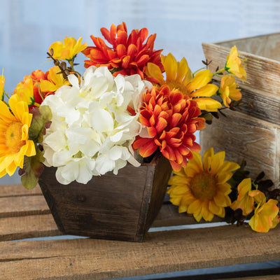 6" Tapered Wooden Planter: Brown Wash