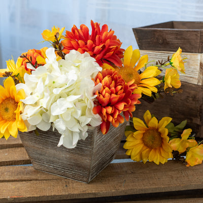 6" Tapered Wooden Planter: Grey Wash