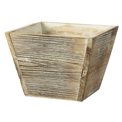 6" Tapered Wooden Planter: White Wash