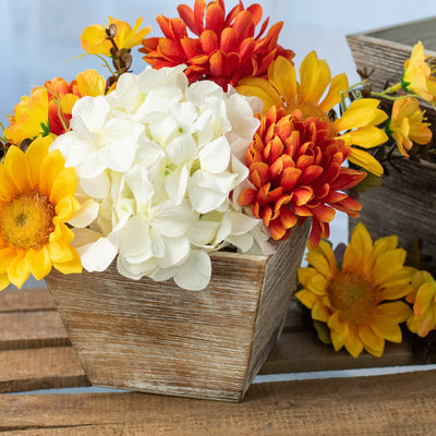 6" Tapered Wooden Planter: White Wash