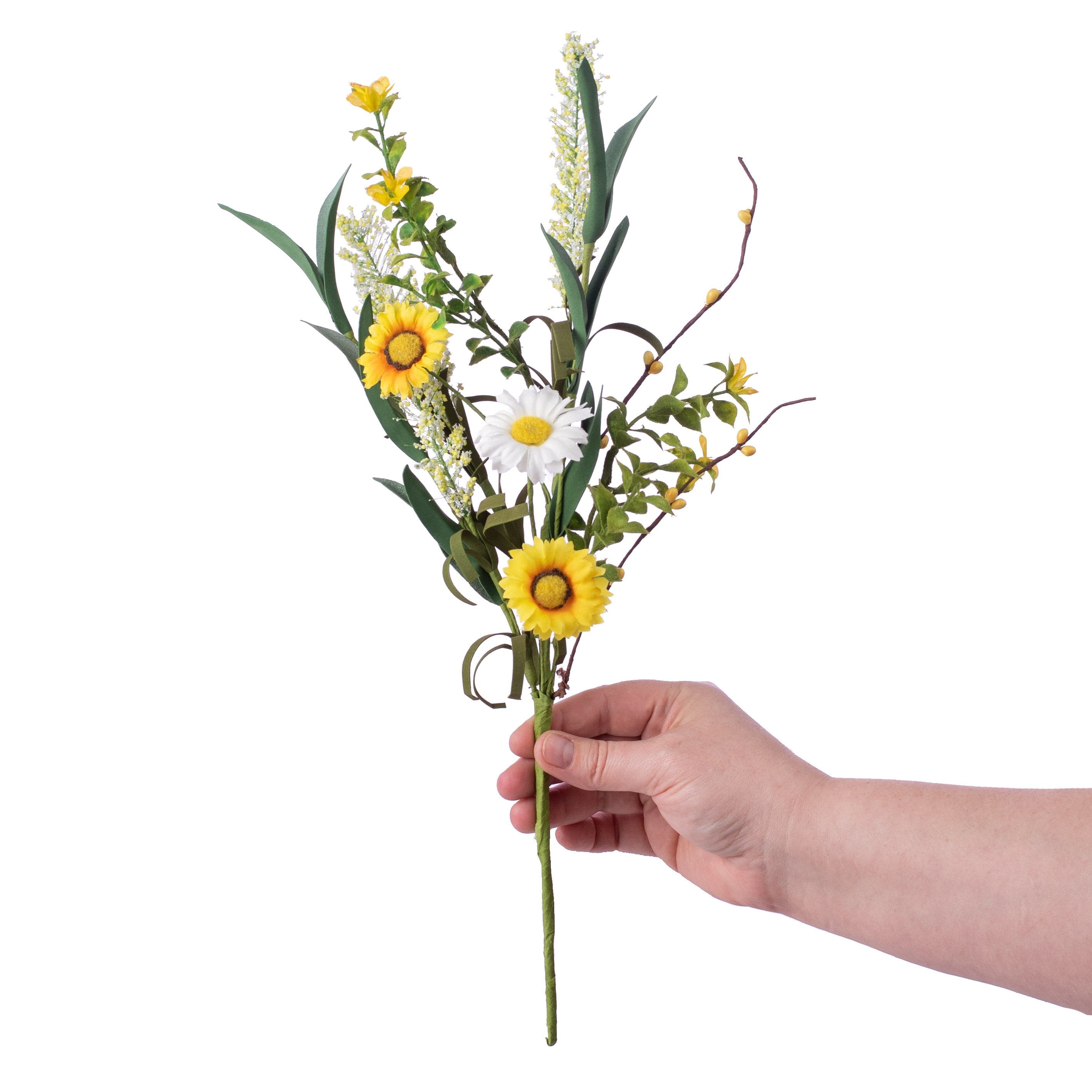 16" Floral Mix Pick: Daisy & Cattail Leaf