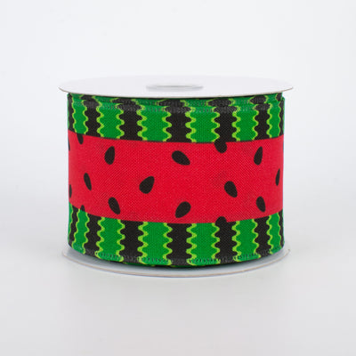 2.5" Watermelon Stripes Linen Ribbon (10 Yards)