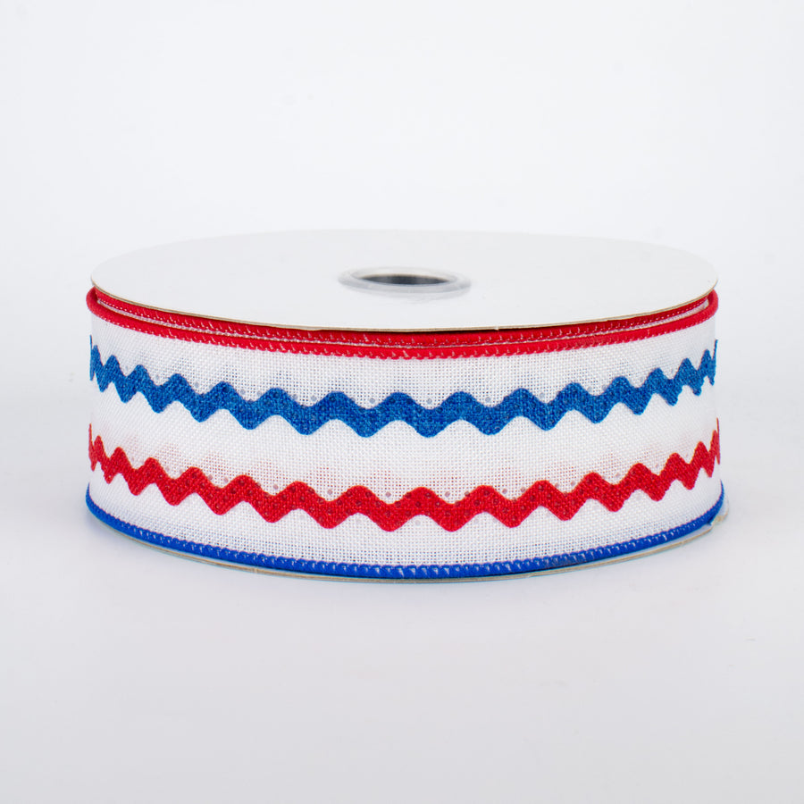 1.5" Ric Rac Ribbon: White, Red, Blue (10 Yards)