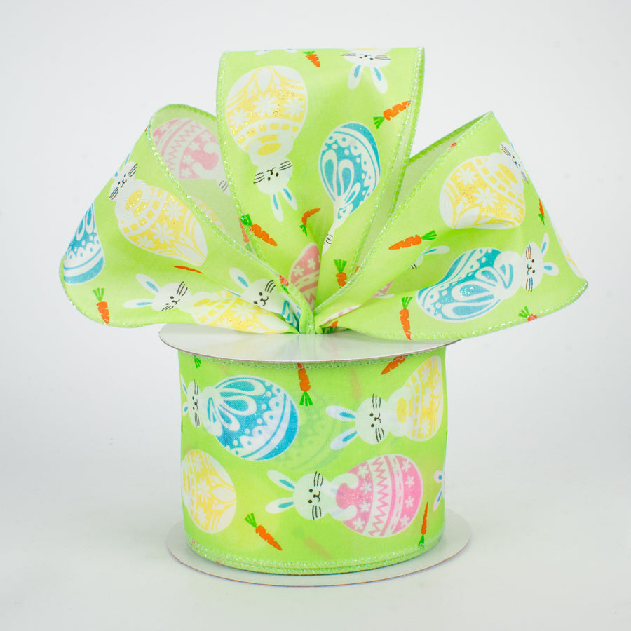 2.5" Easter Egg Bunny Ribbon: Lime (10 Yards)