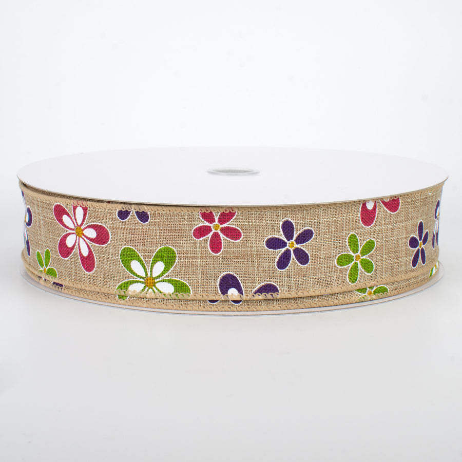 1.5" Multicolor Daisies Ribbon (50 Yards)
