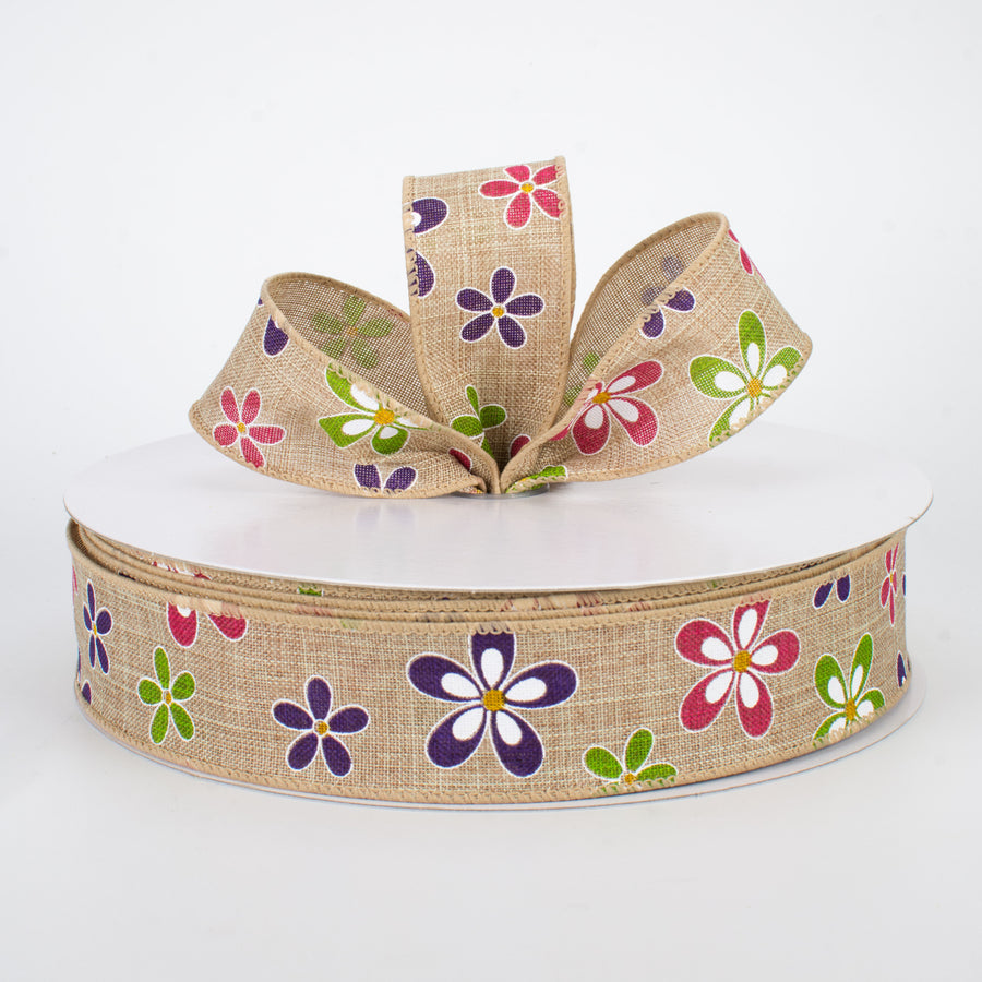 1.5" Multicolor Daisies Ribbon (50 Yards)