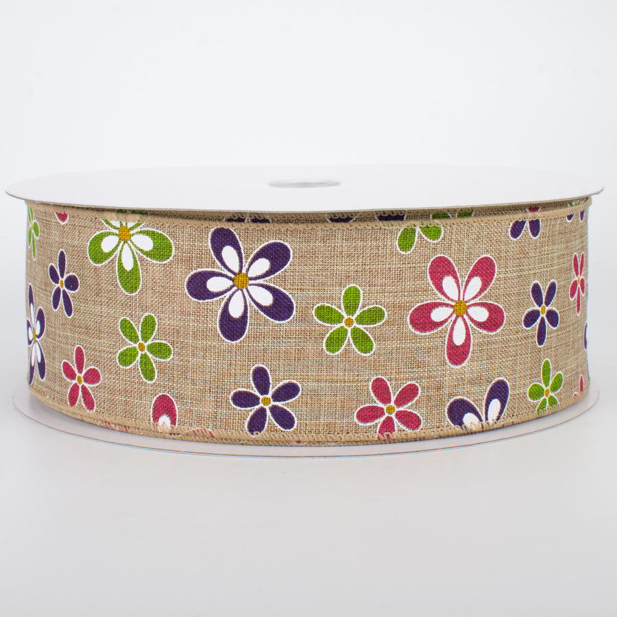 2.5" Multicolor Daisies Ribbon (50 Yards)
