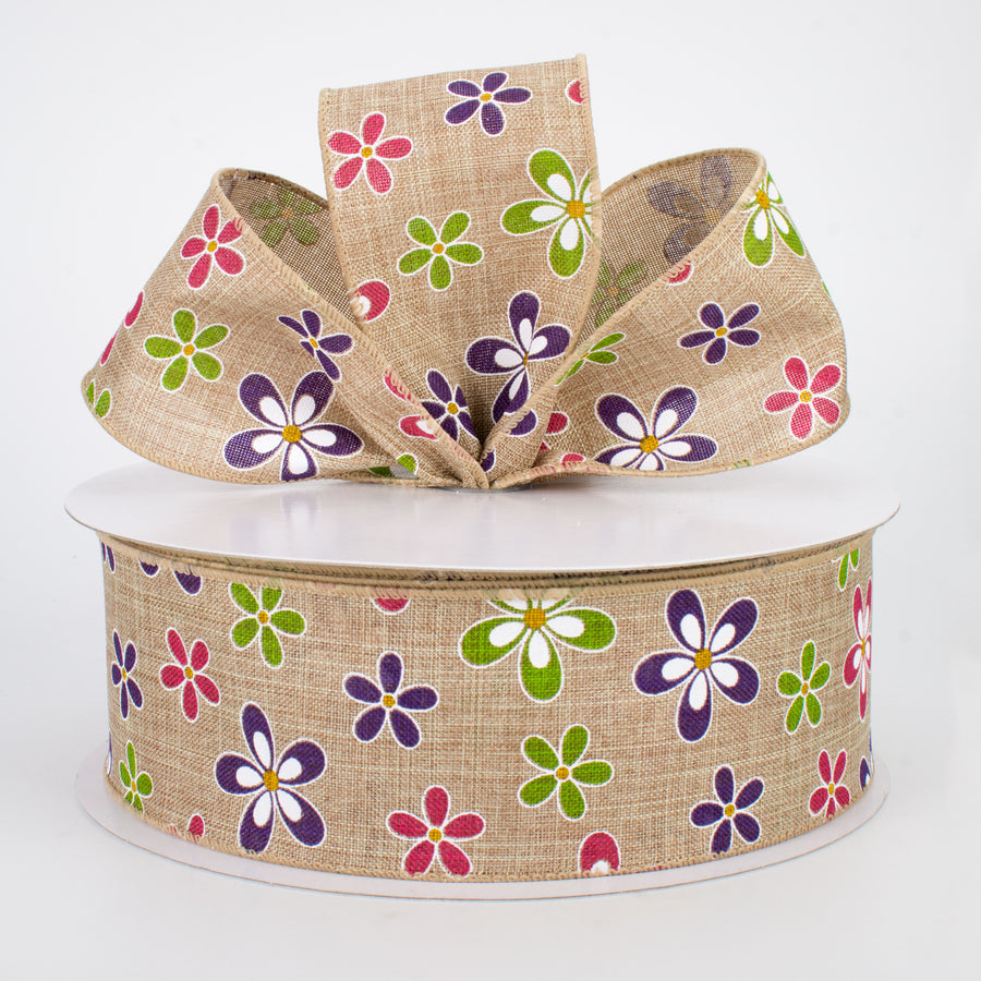 2.5" Multicolor Daisies Ribbon (50 Yards)
