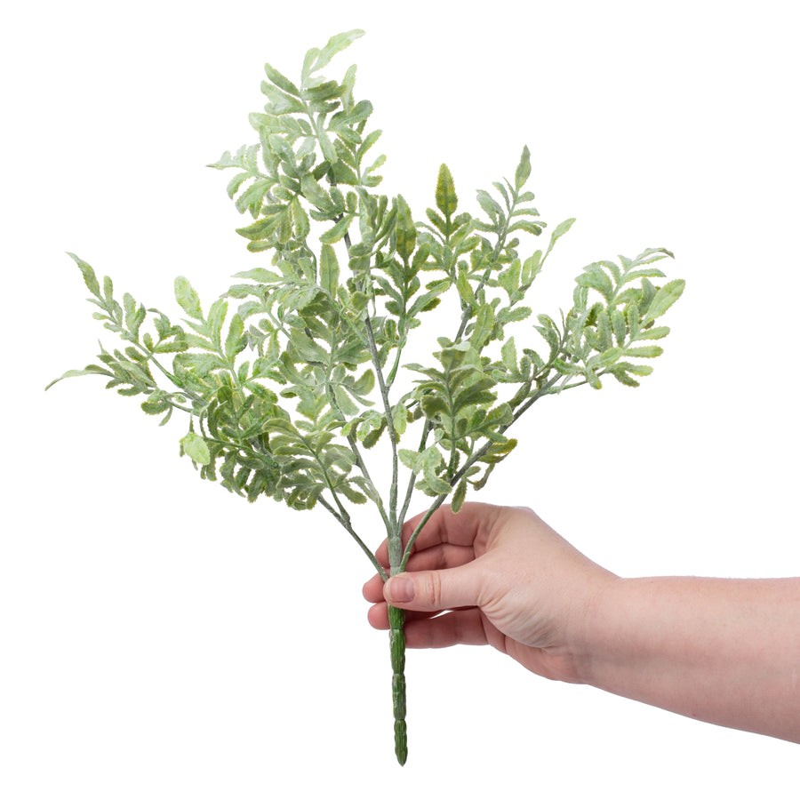 16" Flocked Dusty Miller Bush