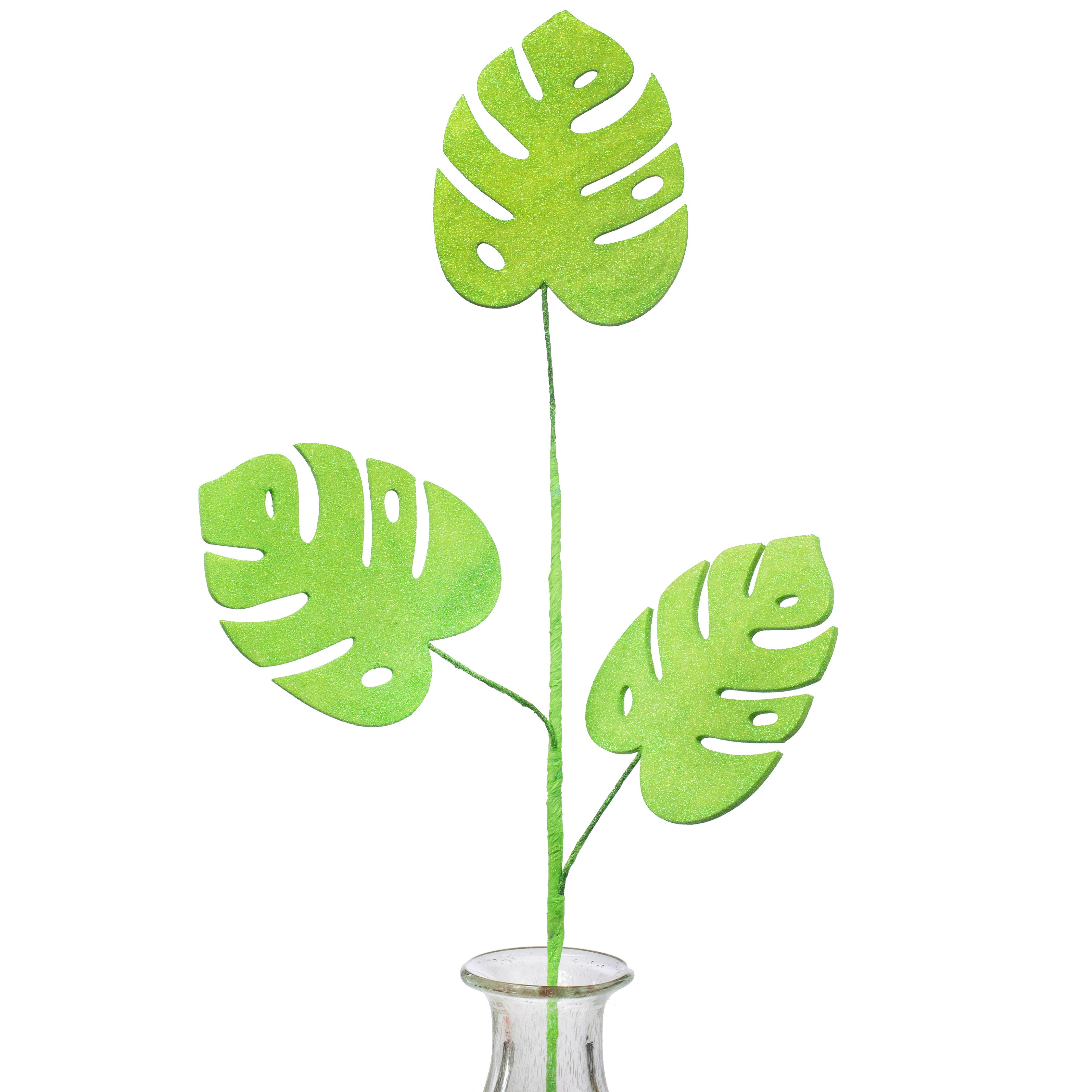 28" Glitter Split Leaf Philodendron Spray