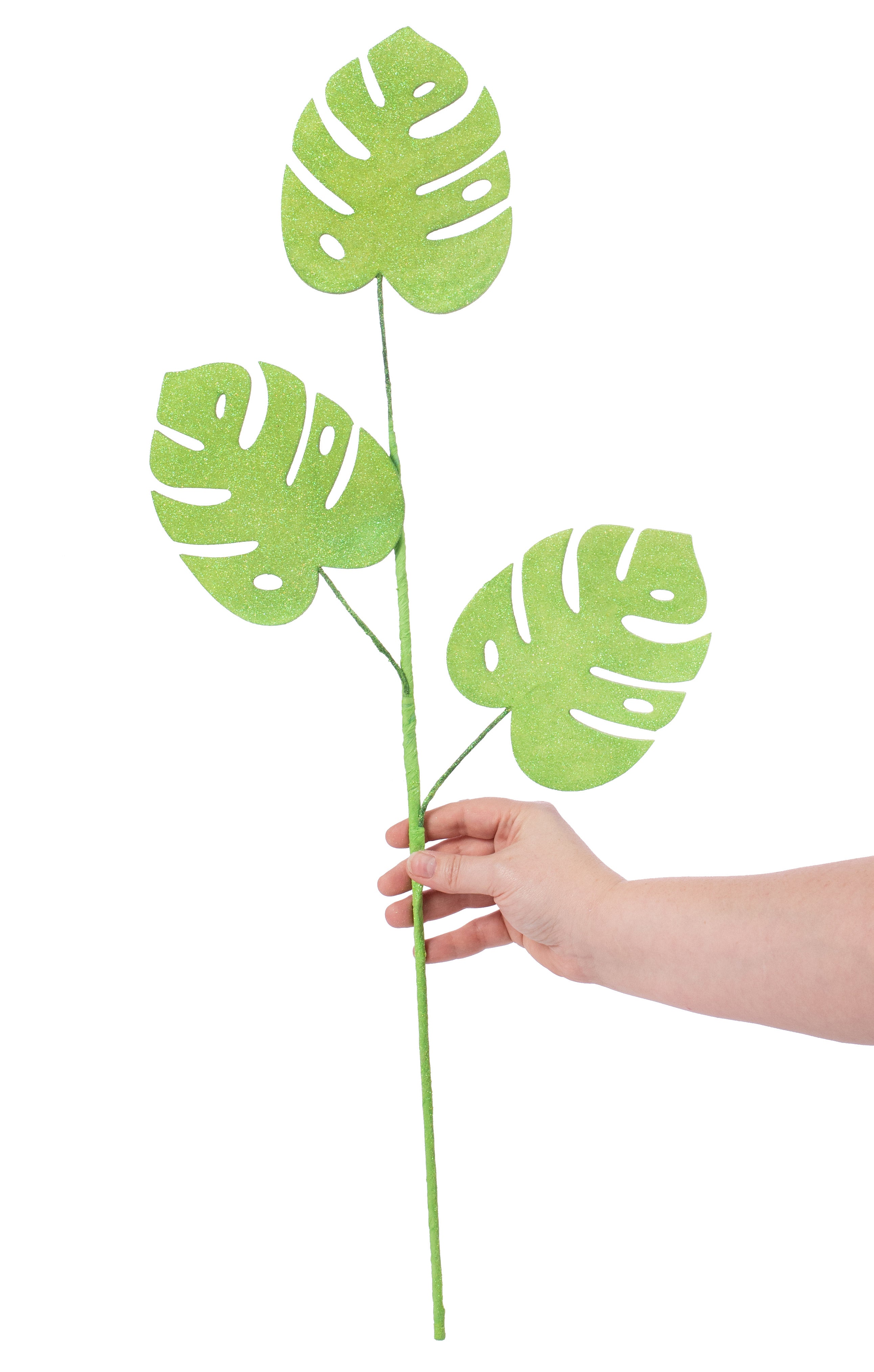 28" Glitter Split Leaf Philodendron Spray
