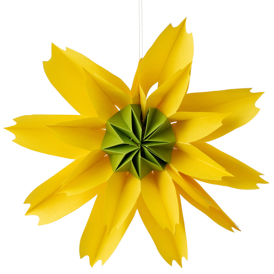 15" Hanging Linen Flower: Yellow