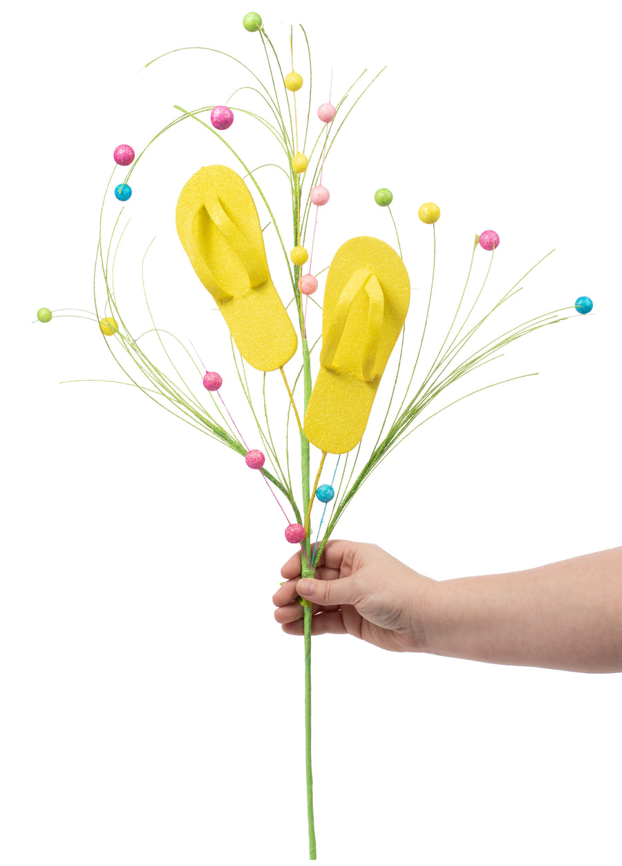 33" Glitter Flip Flop Spray: Yellow