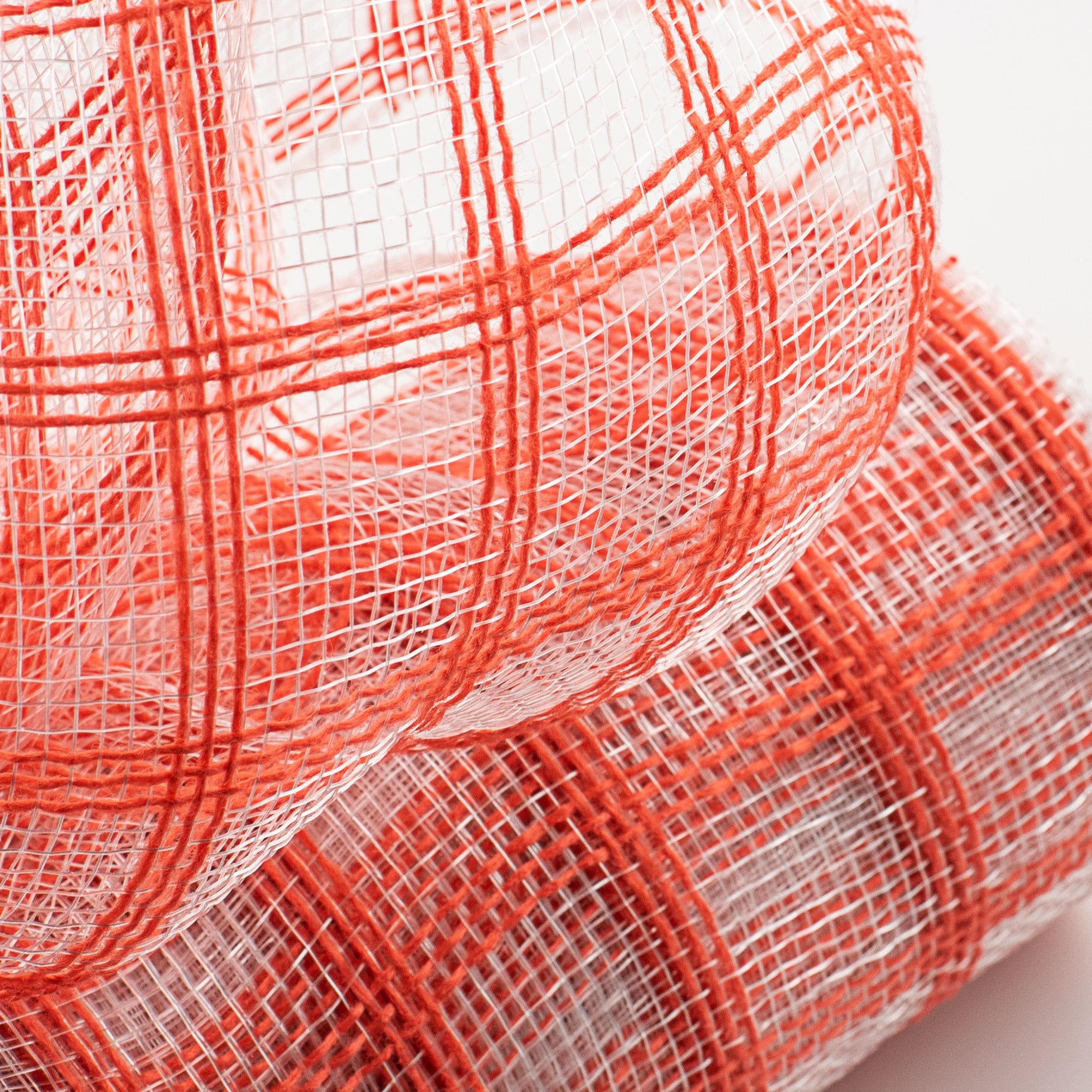 10" Poly Jute Deco Mesh: Orange & Clear Check