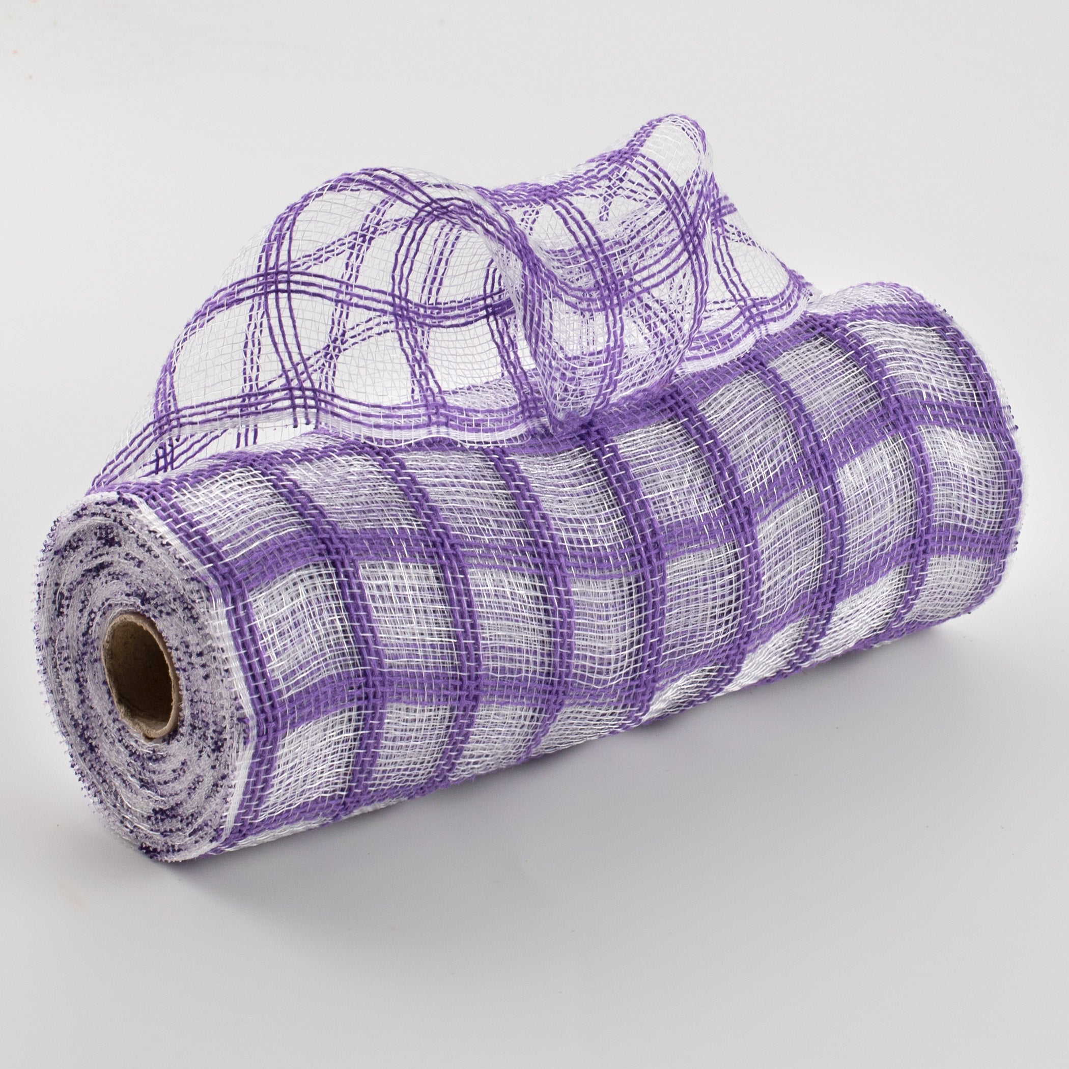 10" Poly Jute Deco Mesh: Purple & Clear Check