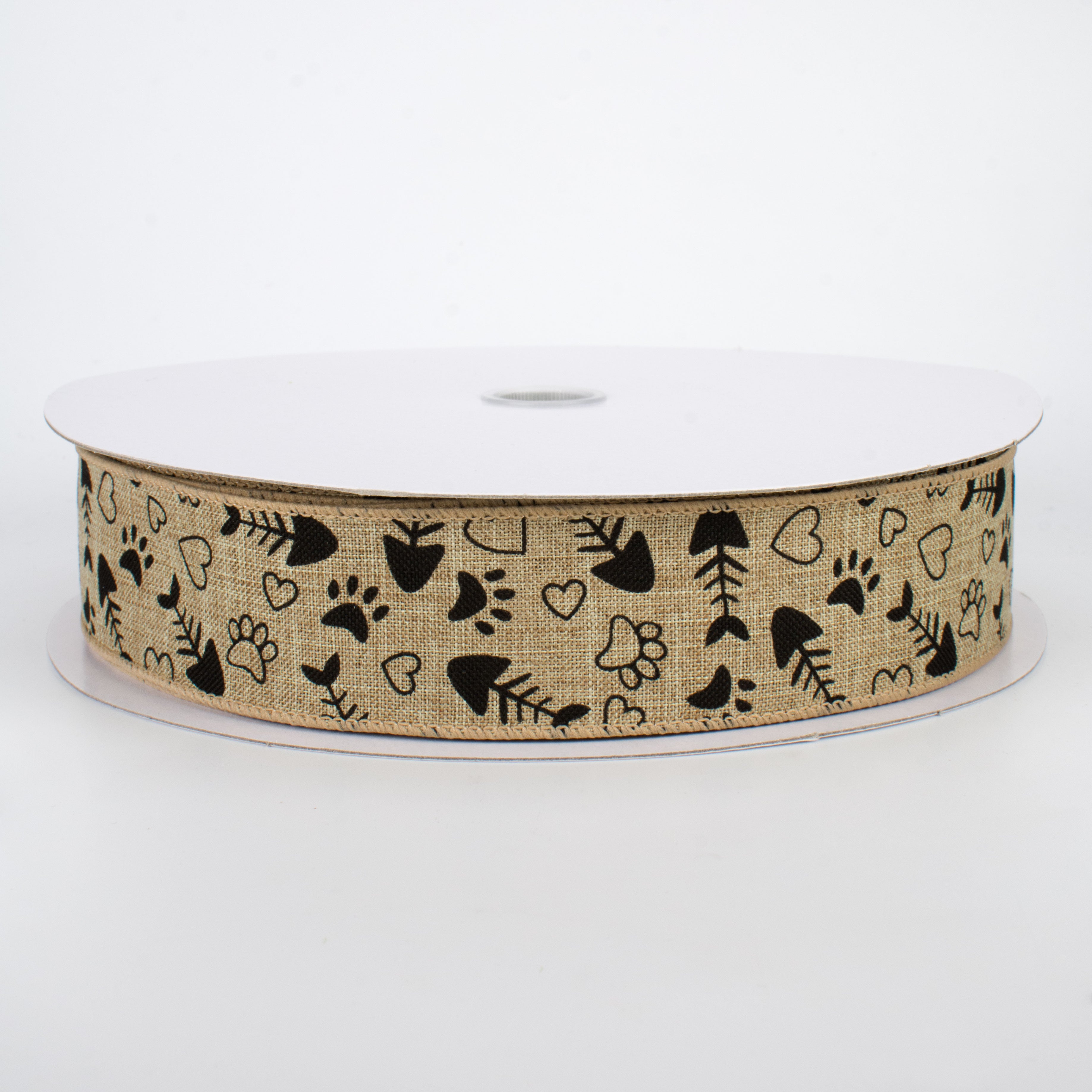 1.5" Cat Treat, Paw, Heart Ribbon (50 Yards)