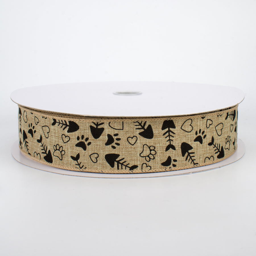 1.5" Cat Treat, Paw, Heart Ribbon (50 Yards)