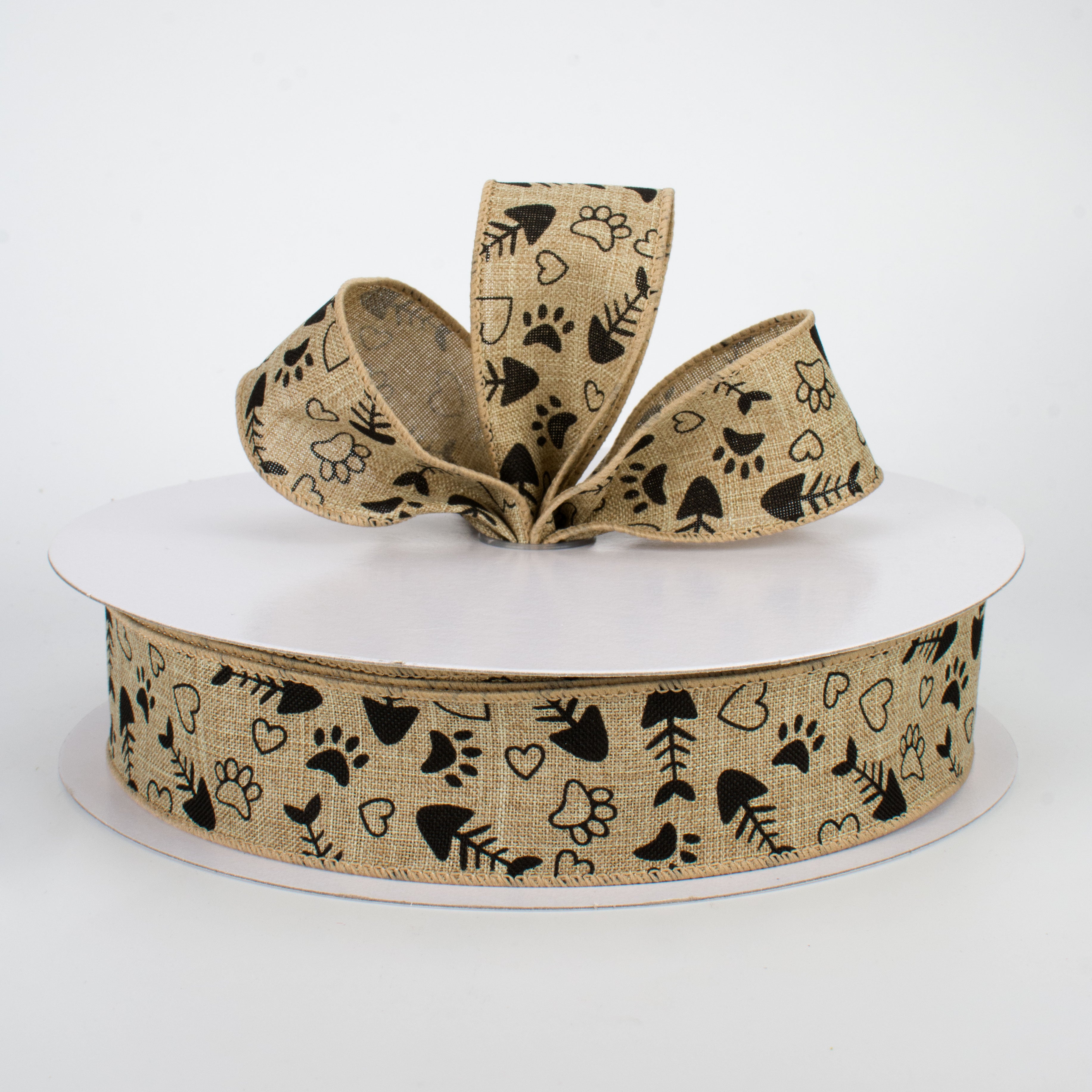 1.5" Cat Treat, Paw, Heart Ribbon (50 Yards)