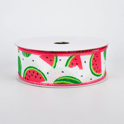 1.5" Watermelon Slices Ribbon: White (10 Yards)