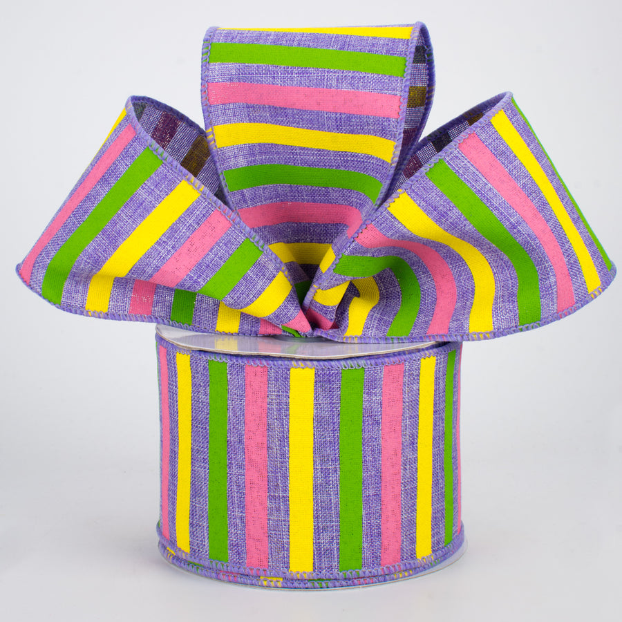 2.5" Summer Horizontal Stripe Ribbon: Lavender (10 Yards)