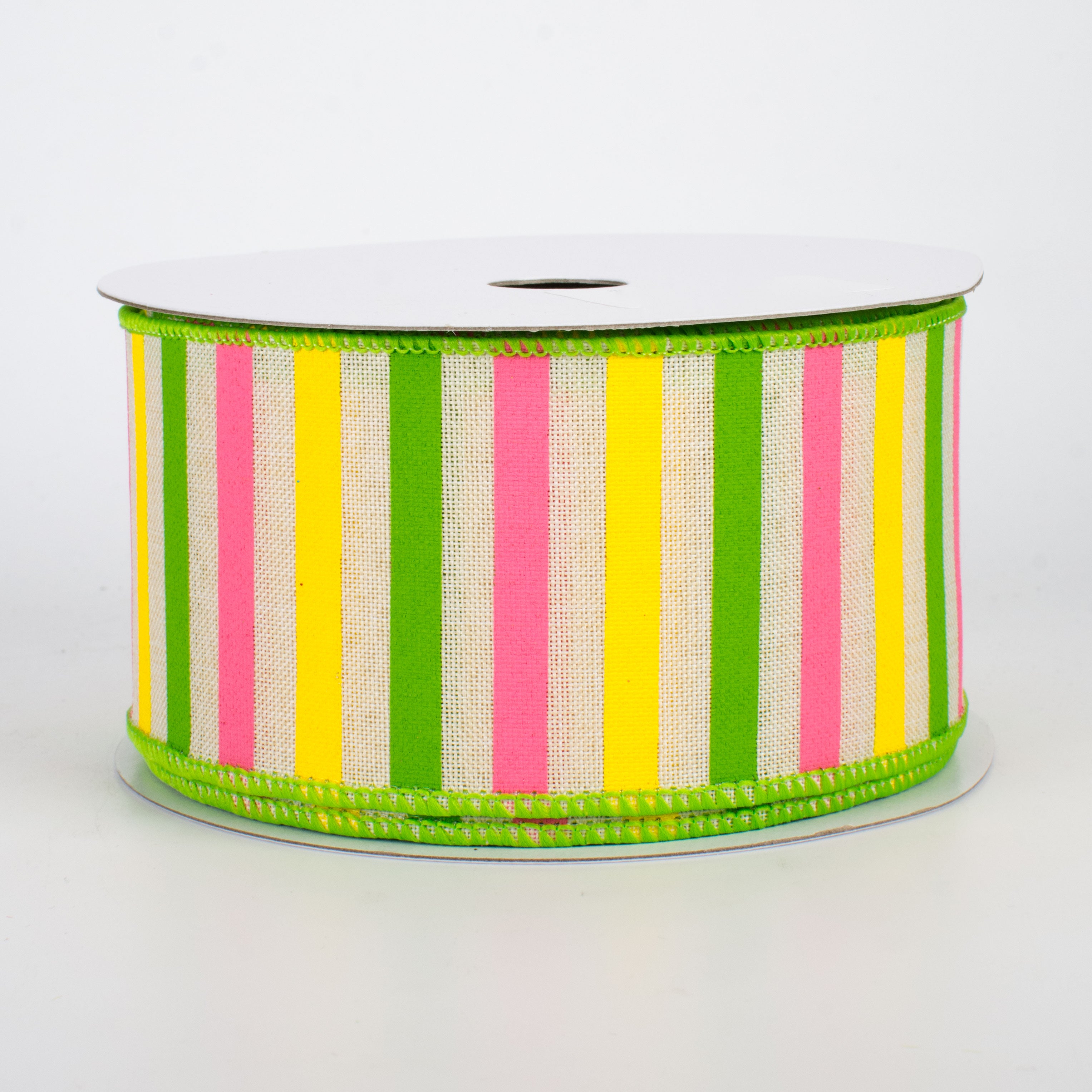 2.5" Summer Horizontal Stripe Ribbon: Cream (10 Yards)