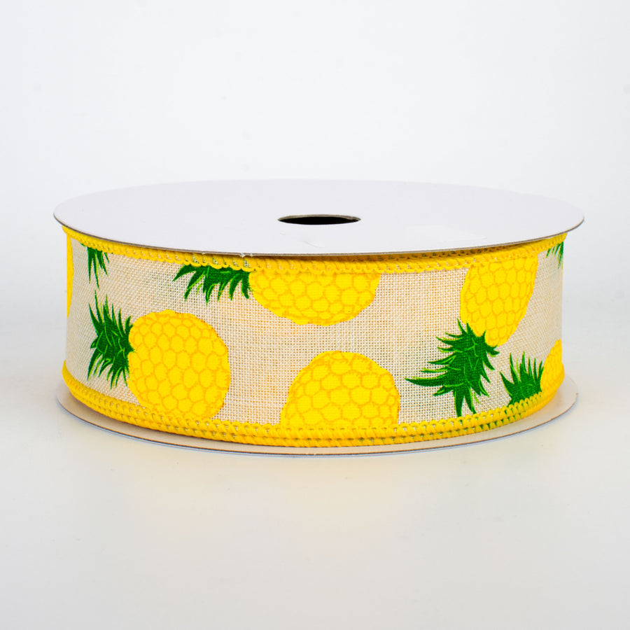 1.5" Pineapples Ribbon: Cream (10 Yards)