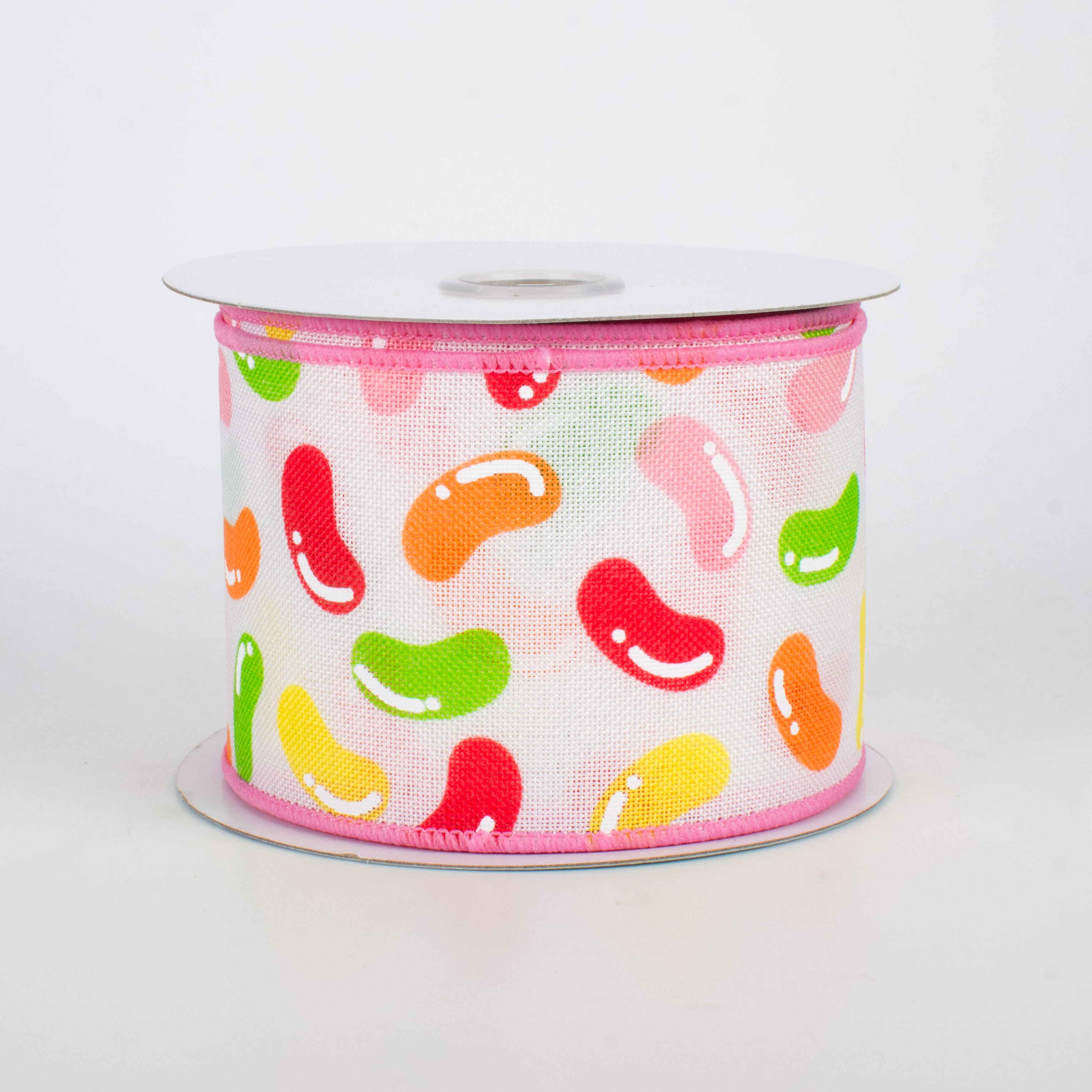 2.5" Jelly Beans Ribbon: Pink & White (10 Yards)