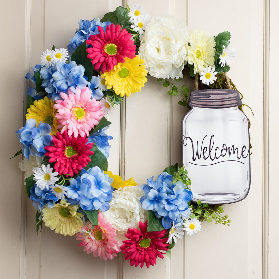 10" Wooden Sign: Welcome Mason Jar