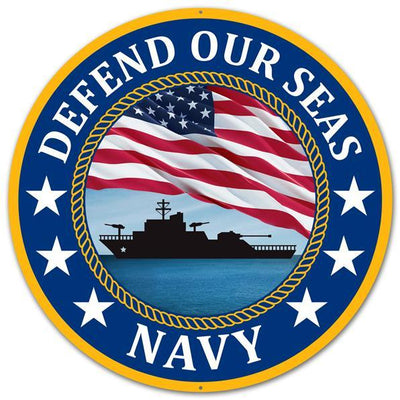 12" Metal Sign: Navy