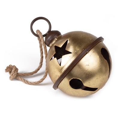 7" Jumbo Jingle Bell: Antique Gold Leaf