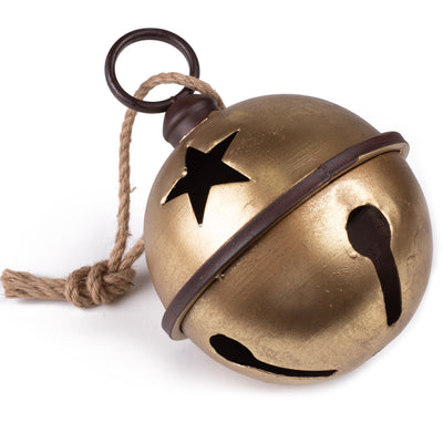 9" Jumbo Jingle Bell: Antique Gold Leaf