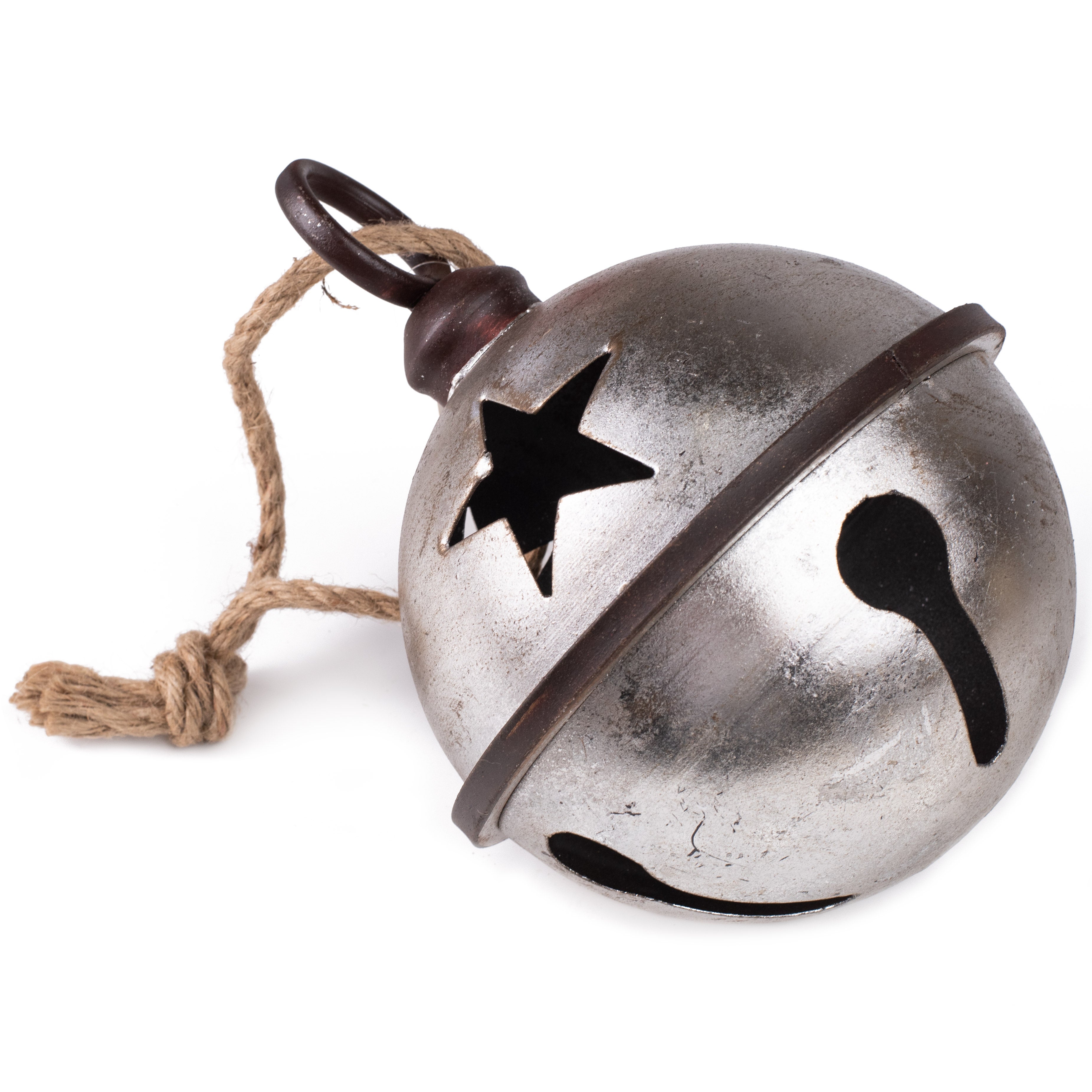 9" Jumbo Jingle Bell: Antique Silver Leaf