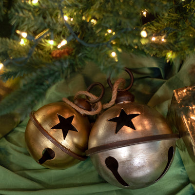 9" Jumbo Jingle Bell: Antique Silver Leaf