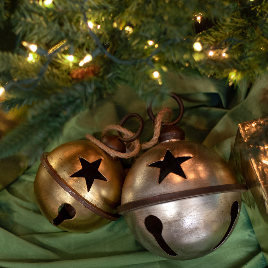 9" Jumbo Jingle Bell: Antique Silver Leaf