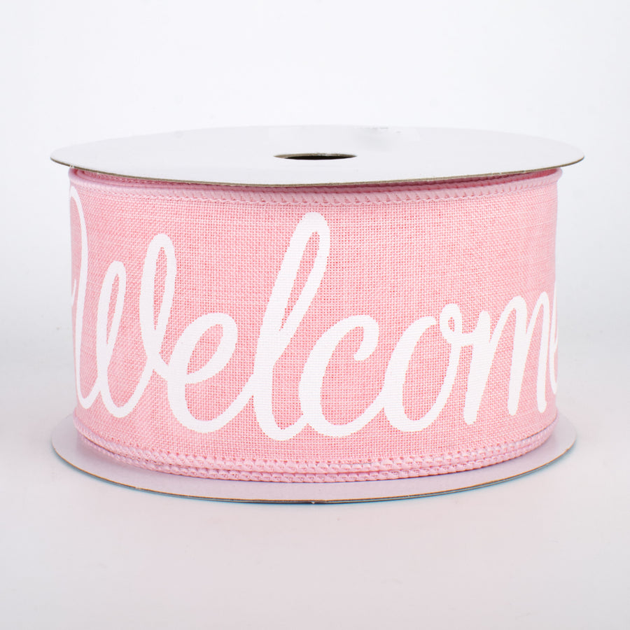 2.5" Welcome Ribbon: Pale Pink (10 Yards)