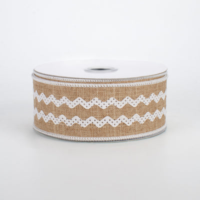 1.5" Ric Rac Ribbon: Light Beige & White (10 Yards)