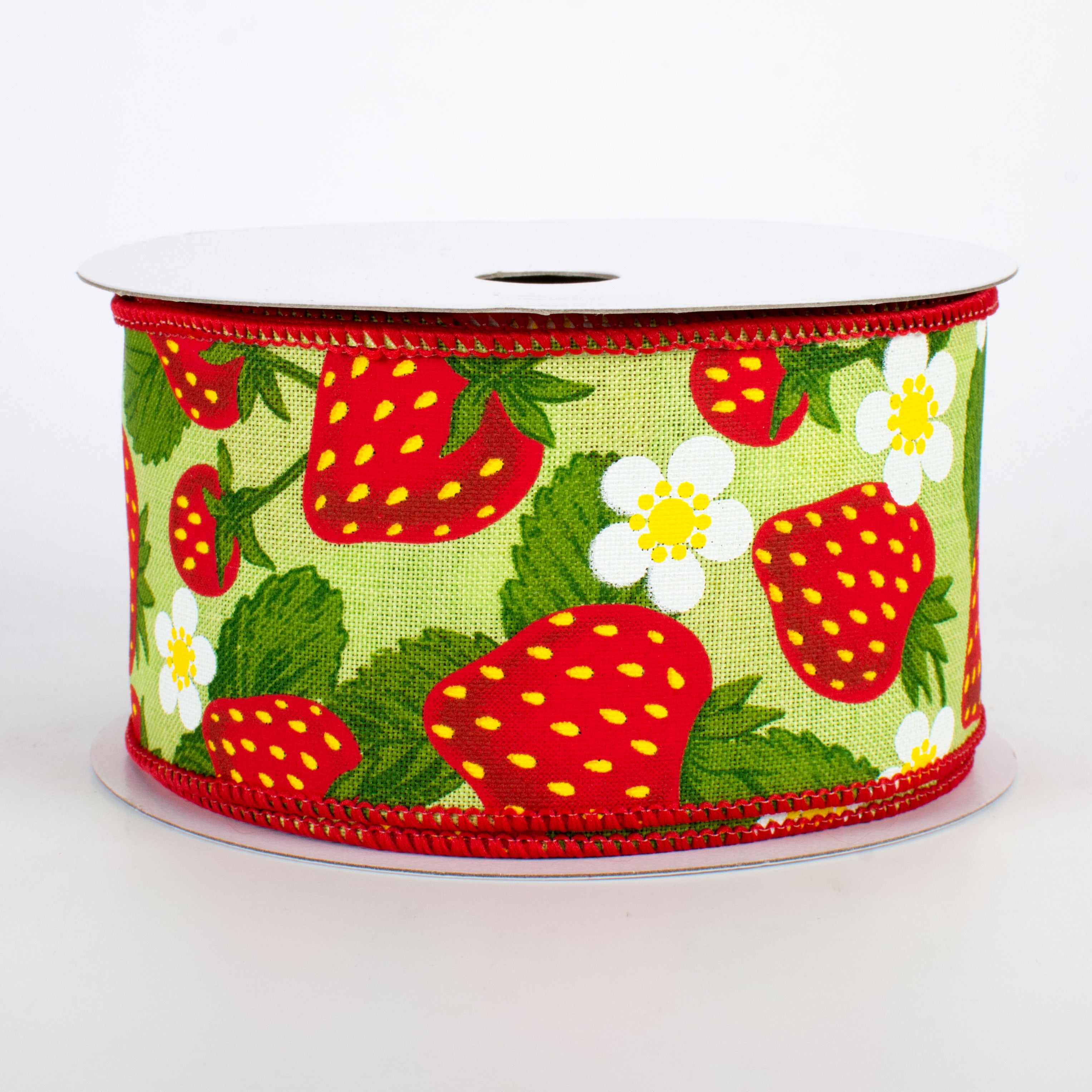 2.5" Strawberries Ribbon: Bright Green (10 Yards)