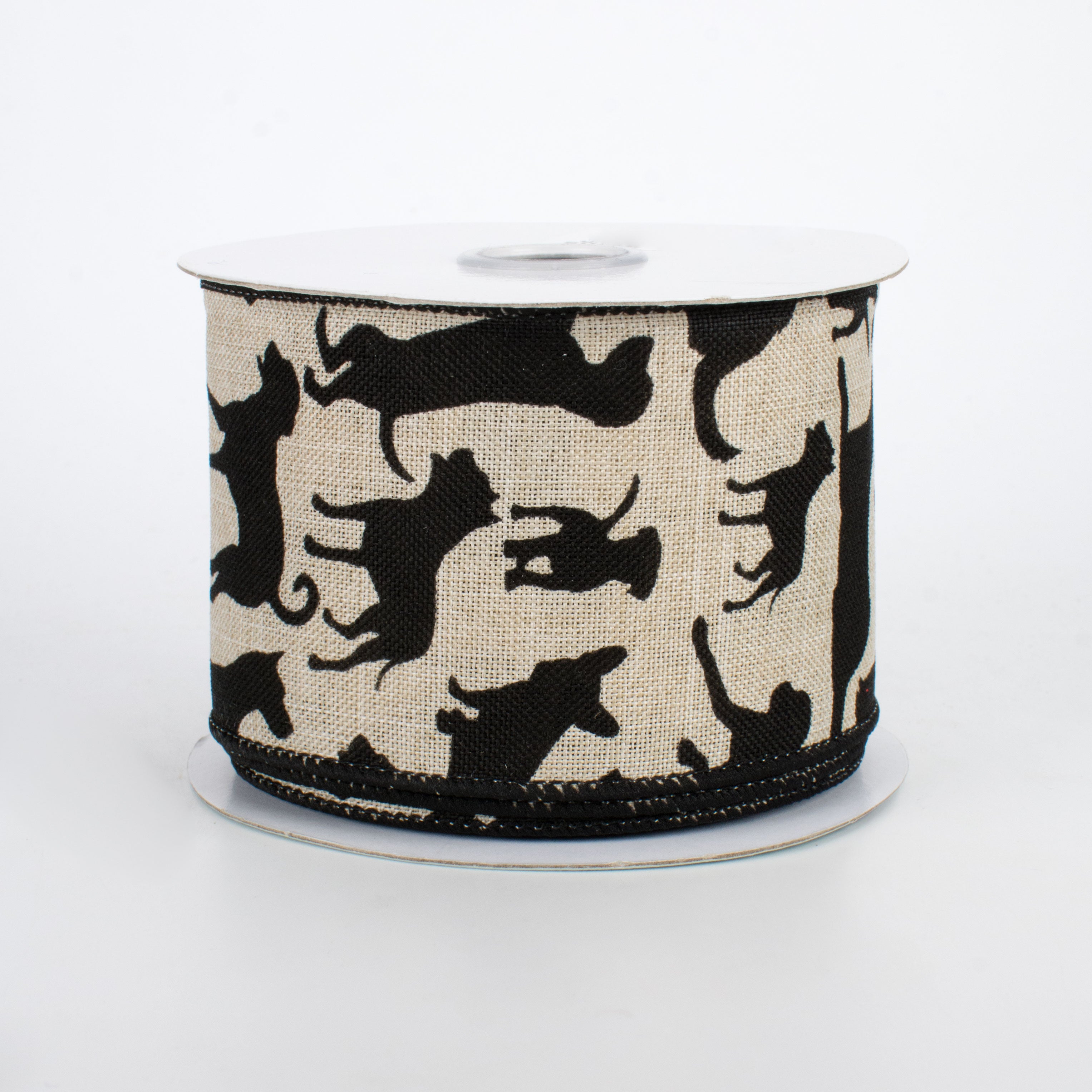 2.5" Dog Silhouette Ribbon: Natural (10 Yards)